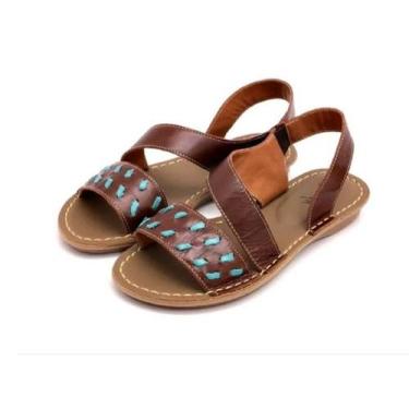 Imagem de Sandália Feminina  Rasteirinha Couro Rasteira Confortável - DANDY, Caf