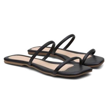 Imagem de Sandalia Feminina Rasteirinha Tira - Kreeper, Preto, 40, Feminino