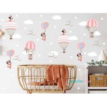 Imagem de Adesivo De Parede Minnie Balões Nuvens E Pássaros - Adesivos Kigrude