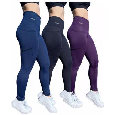 Imagem de Kit 3 Legging Suplex Poliamida C/ Bolso Lateral Corrida - ElementFit, 