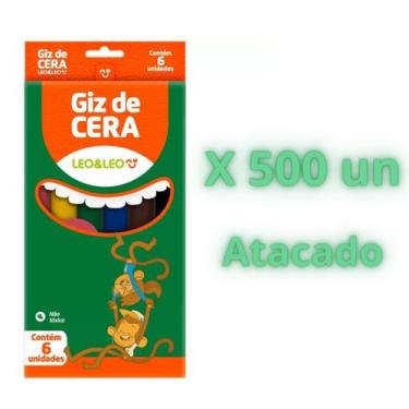 Imagem de Kit Giz de Cera Mini 6 Cores com 500 Unidades Atacado - leo