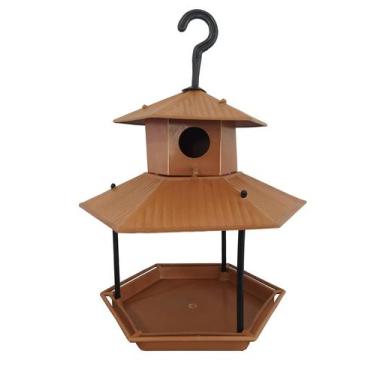 Imagem de Comedouro e Tratador Com Casinha Ecológico Para Pássaros Livres - Atua