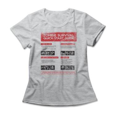 Imagem de Camiseta Feminina Zombie Survival Guide - Studio Geek, M, Mescla cinza