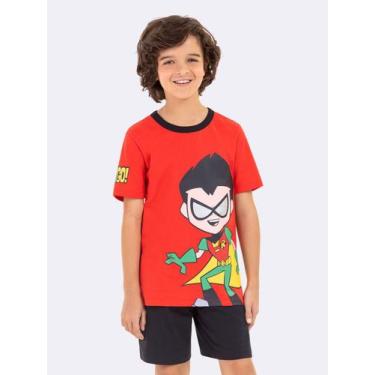 Imagem de Pijama Manga Curta Infantil Masculino Jovens Titãs - Veggi, Vermelho, 