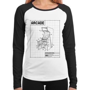 Imagem de Baby Look Raglan Arcade Fliperama Projeto Manga Longa - Foca na Moda, 