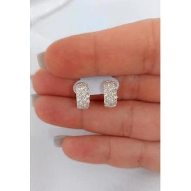 Imagem de Brinco Argolinha De Prata De Lei 925 Com Zircônias De Alto Brilho - Dá