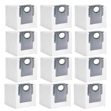 Imagem de Pacote com 12 sacos de poeira compatíveis com Xiaomi Roborock S8+/S8 Pro Ultra S7 MaxV/Max S7 Pro Ultra Q5 Q5+ Q7 Q7+ Q7 MAX+ Sacos de eliminação automática de sujeira de base limpa, sacos de vácuo