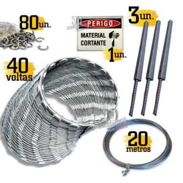 Imagem de Kit Concertina para muro cerca cortante 30cm - completo 10m - K. Metal