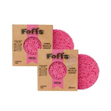 Imagem de Kit 02 Esponja Para Limpeza Facial Foffs Esponja Vegetal de 100% Celul