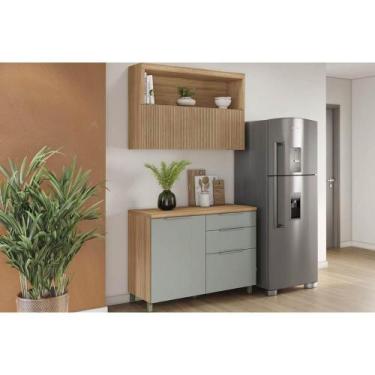 Imagem de Kit Cozinha Modulada 2 Peças Marquesa (1Aéreo+1Balcão) C2P29 Nature-Ne