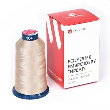 Imagem de Linha de bordado marrom selecionada Richword 4000 m (4374Y) 40 WT fio de poliéster 100 cores selecionadas para várias agulhas comerciais e máquina de bordar de agulha única 0164