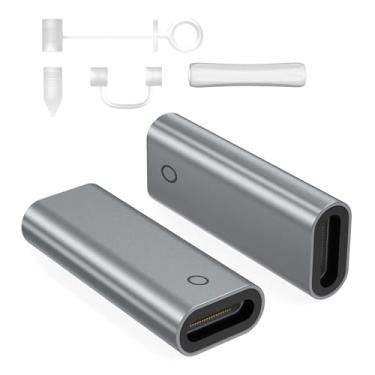 Imagem de AGVEE Pacote com 2 adaptadores de carregamento para Apple Pencil 1ª geração, conector fêmea para fêmea, acoplador de carregador permite Apple Pencil 1ª geração compatível com iPad 10, cinza escuro