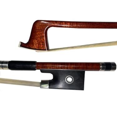 Imagem de yinfeel 1 peça de arco de violino híbrido de fibra de carbono 4/4 para cabelo de cavalo branco adulto externo é de madeira