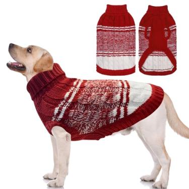 Imagem de Mihachi Suéteres para cães pequenos e médios para meninas e meninos, camisa macia e quente, casaco de cachorro para clima frio, pulôver de malha com gola rolê, roupas de cachorro com orifício para