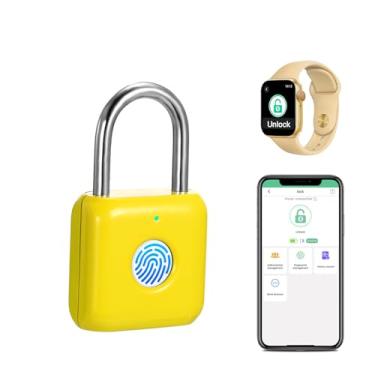 Imagem de Cadeado de impressão digital eLinkSmart Gym Locker Lock com aplicativo de telefone iOS Watch Metal Keyless Fechaduras combinadas para escola esportes Locker ferrolho mochila de armazenamento mala