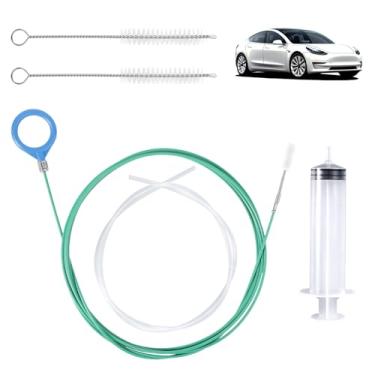 Imagem de Ferramenta de limpeza automática de drenagem de teto solar, limpadores de tubos longos de 299,7 cm com escova de limpeza de tubo, seringa, seringa, escova de drenagem macia, limpeza de tubos para