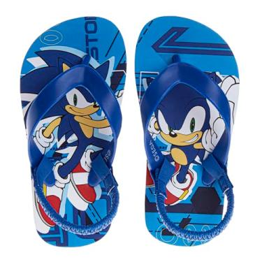 Imagem de Josmo Sandália Sonic the Hedgehog Flip Flop Sandália aquática – Chinelos de praia de secagem rápida para meninos (5 a 10 crianças de 11 a 12 anos), Azul - Sonic, 11-12 Little Kid