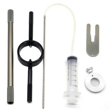 Imagem de Kit de ferramentas de serviço de garfo de motocicleta, ferramenta de nível de óleo de garfo, compressor de mola de garfo e ferramenta de sangramento da haste do amortecedor