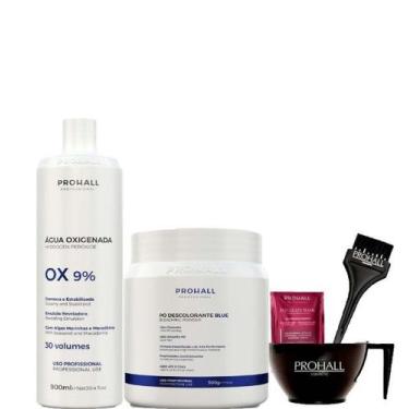 Imagem de Kit Pó Descolorante Azul e Água Oxigenada 30 Volumes Prohall