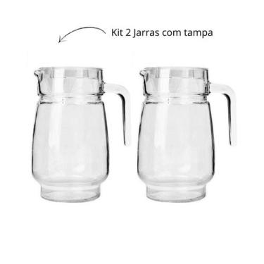 Imagem de Kit 2 jarras de vidro para suco agua com tampa 1,8 litros - Original