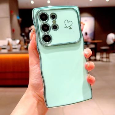 Imagem de Capa de TPU macio revestida para Samsung Galaxy S24 S23 S22 Ultra Plus A55 A54 A15 A14 A25 A35 5G S 24 23 22 A 55 15 Love Heart, Mint, para Samsung S24 Ultra