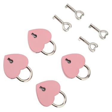 Imagem de Cadeado de Coração Em Liga de Zinco Com Chave para Caixas de Joias, Carteiras e Bolsas (Rosa)