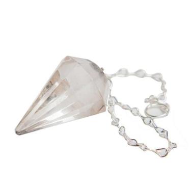 Imagem de Pêndulo Cristal Comum Pedra Natural Lapidação Facetado - CristaisdeCur