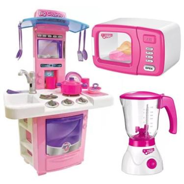 Imagem de Micro-ondas Infantil Brinquedo + Big Cozinha Liquidificador - DM Toys