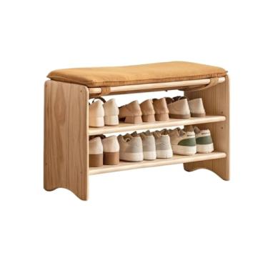 Imagem de Sapateira, banco de entrada com rack de armazenamento para sapatos com assento almofadado, bancos de armazenamento rústicos para entrada, sala de estar, quarto, corredor, móveis de madeira, banco de