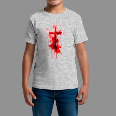 Imagem de Camisetas Infatil Religiosa Casual Moda Religiosa Gola Redonda Cruz Ol
