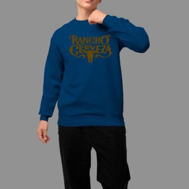 Imagem de Moletom Gola Careca Basico Masculino Moda Country Inverno Blusa De Fri