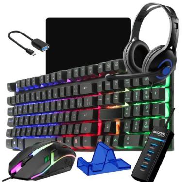 Imagem de Kit Gamer Mobilador Teclado Mouse Fone P/ Celular Free Fire Tipo C - E