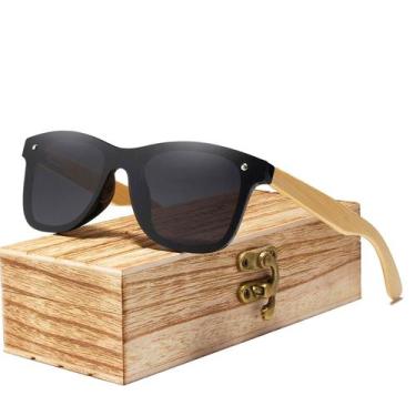 Imagem de Óculos de Sol Masculino Artesanal Bambu Kingseven Proteção Polarizados
