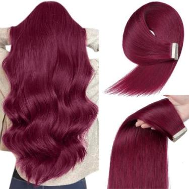 Imagem de Fita Adesiva para Extensões de Cabelo YDDM - 14cm, Vermelho Burgundi (