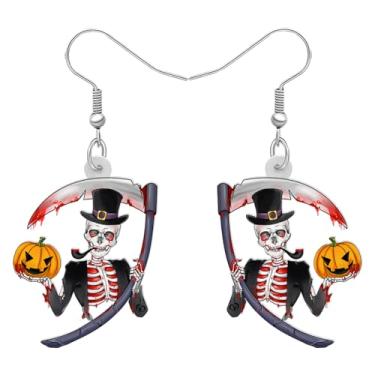 Imagem de SHIGIE Robe assustador preto de acrílico para Halloween, brincos de ceifador, pingente de foice, joias punk para festas e presentes, Medium, Acrílico, Sem pedra preciosa