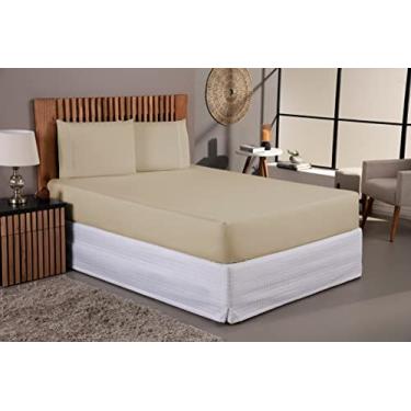 Imagem de Jogo de Lençol 400 Fios Percal Toque Macio com Elástico - Kit 3 ou 2 Peças - Disponível em Solteiro, Casal, Queen e King Size (Caqui, Casal Padrão)