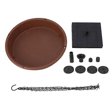 Imagem de Fonte de banho para pássaros Grcfumo 1.4W, tigela de banho redonda para pássaros movida a energia solar, banho de pássaros de 6 bicos com corrente suspensa para parques de jardim