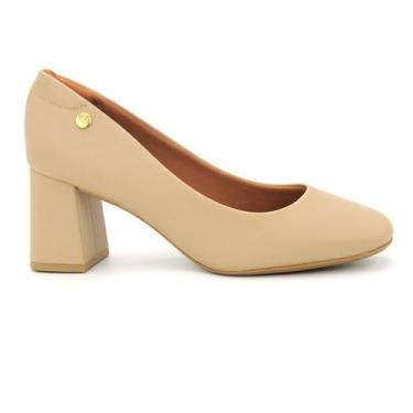 Imagem de Sapato Vizzano 1446.100 Scarpin Salto Grosso Social Feminino, 37, Bege
