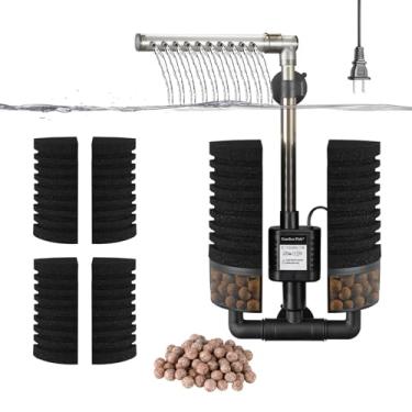 Imagem de Carefree Fish Filtro de aquário com bomba de água, 4 esponjas e 1 saco de bolas de cerâmica filtradas, filtro silencioso para água salgada e água doce