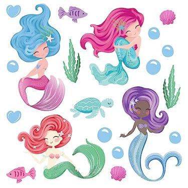 Imagem de Adesivo de Parede Sereias Coloridas para Quarto Infantil 20un
