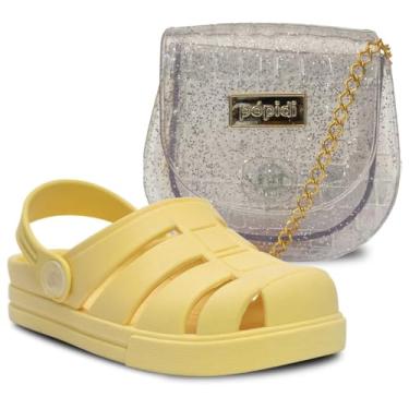 Imagem de Kit Bolsa E Babuche Infantil Sandalia Moda Feminina Menina Leve Confortavel K29 (Amarelo, BR, Criança de 4 a 8 anos, Numérico, 26)