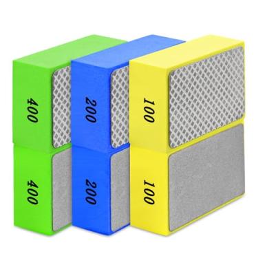 Imagem de 6 peças de almofadas de polimento manual de diamante, blocos de lixamento com revestimento de espuma, almofadas de polimento de diamante para azulejo de cerâmica, vidro, madeira, mármore, metal,