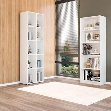 Imagem de Kit 1 Estante Multiuso 5 Nichos Montreal e 2 Estantes Horizontal ou Vertical 5 Nichos Liverpool Branco