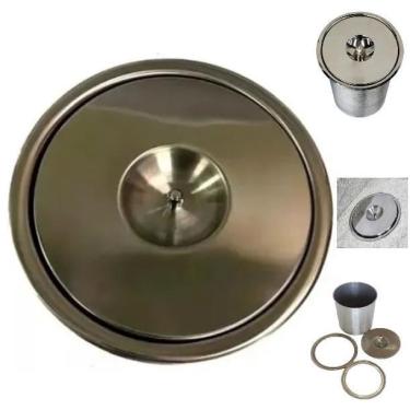 Imagem de Lixeira Pia Cozinha Embutir No Granito Em Inox 3Lt 15X25 Cm