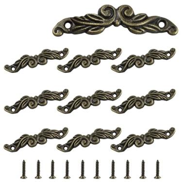 Imagem de Runseaway Puxadores de arco decorativos de bronze antigo, 12 peças, mini alças de 4,5 cm x 1,1 cm, puxadores vintage de liga de zinco para caixa de joias, gaveta, armário, cômoda e baú