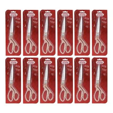 Imagem de Kit Com 12 Tesouras De Alfaiate Costura Círculo 23,8cm 9,5 Circulo Rosê Profissional Alta Precisão Corte Perfeitos Em Tecidos E Materiais Diversos, Aliando Resistência Acabamento Dourado Sofisticado
