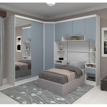 Imagem de Guarda Roupa Dormitório Modulado Alpes Solteiro Espelho Porta Correr -