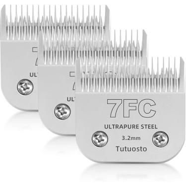 Imagem de Tutuosto Lâminas de reposição para tosadores de animais de estimação 7FC, lâmina removível compatível com cortadores de cachorro andis/wahl/oster, pacote com 3