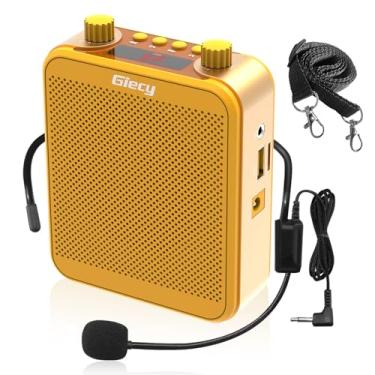 Imagem de Giecy Amplificador De Voz, 30 W, 2800 Mah, Voz Pessoal Recarregável Com Microfone, Fone Ouvido, Alto-Falante Portátil Para Vários Locais, Sala Aula, Reuniões E Atividades Ao Ar Livre (G300-Amarelo)