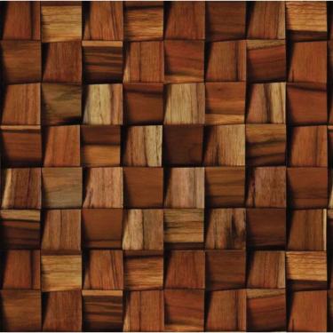 Imagem de Papel De Parede Adesivo Bloco 3d De Madeira Lavável Cozinha  3 metros